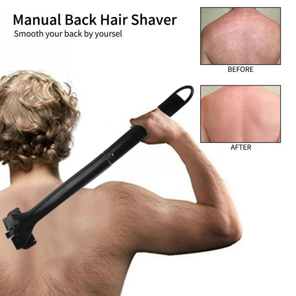Back Cleaning Trimmer Back Trimmer Long Handle Foldable Comfy Back Cleaning Manual Back Trimmer for Men Manual Back Hair Trimmer