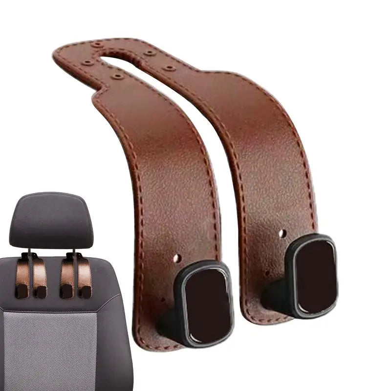 PU Leather Car Purse Hook & Headrest Hanger Organizer