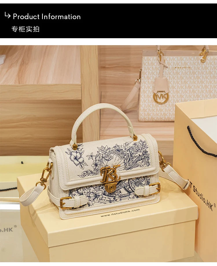 Women's Embroidered Floral Satchel Crossbody Bag