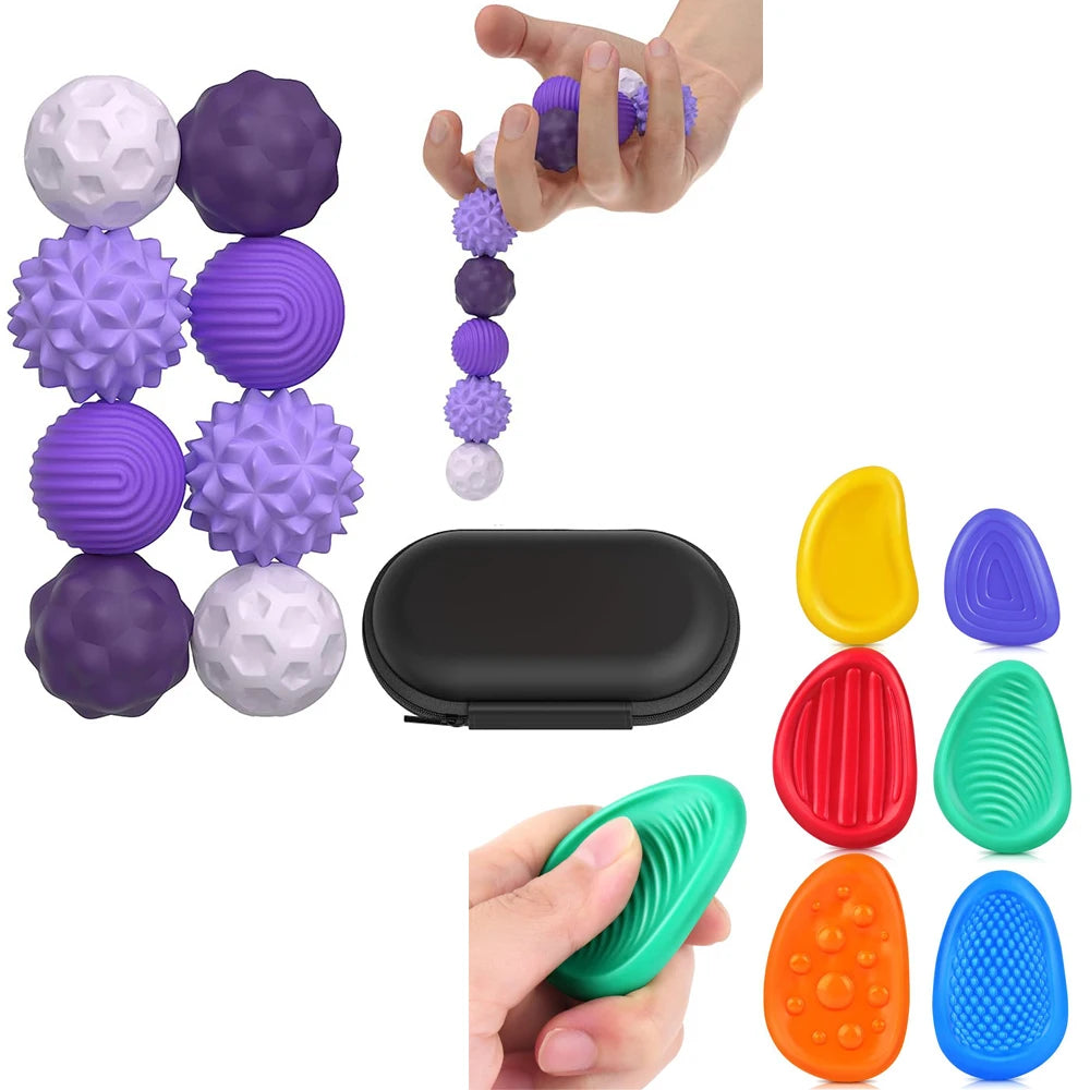 Magnetic Balls Fidget Sensory Toys Stress Relief for Adults Kids Fidget Textured Magnetic Balls with Silicone Shell Desk Toys