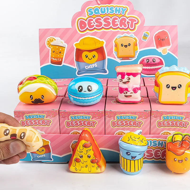 12-Piece Slow Rebound Mystery Blind Box Squishy Set | Cute Food & Animal Collectibles | Ages 14+