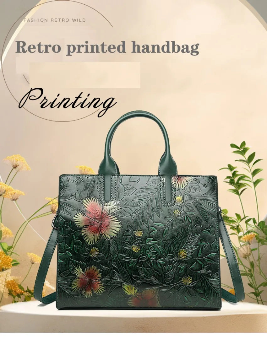 Women's Embossed Floral PU Shoulder Bag