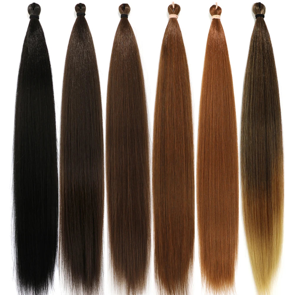 Braids Crochet 3Pcs 28Inches 300grams Synthetic Straight Bundles Orange Highlight Brown Braiding Hair Ombre Blond Gray White 60#