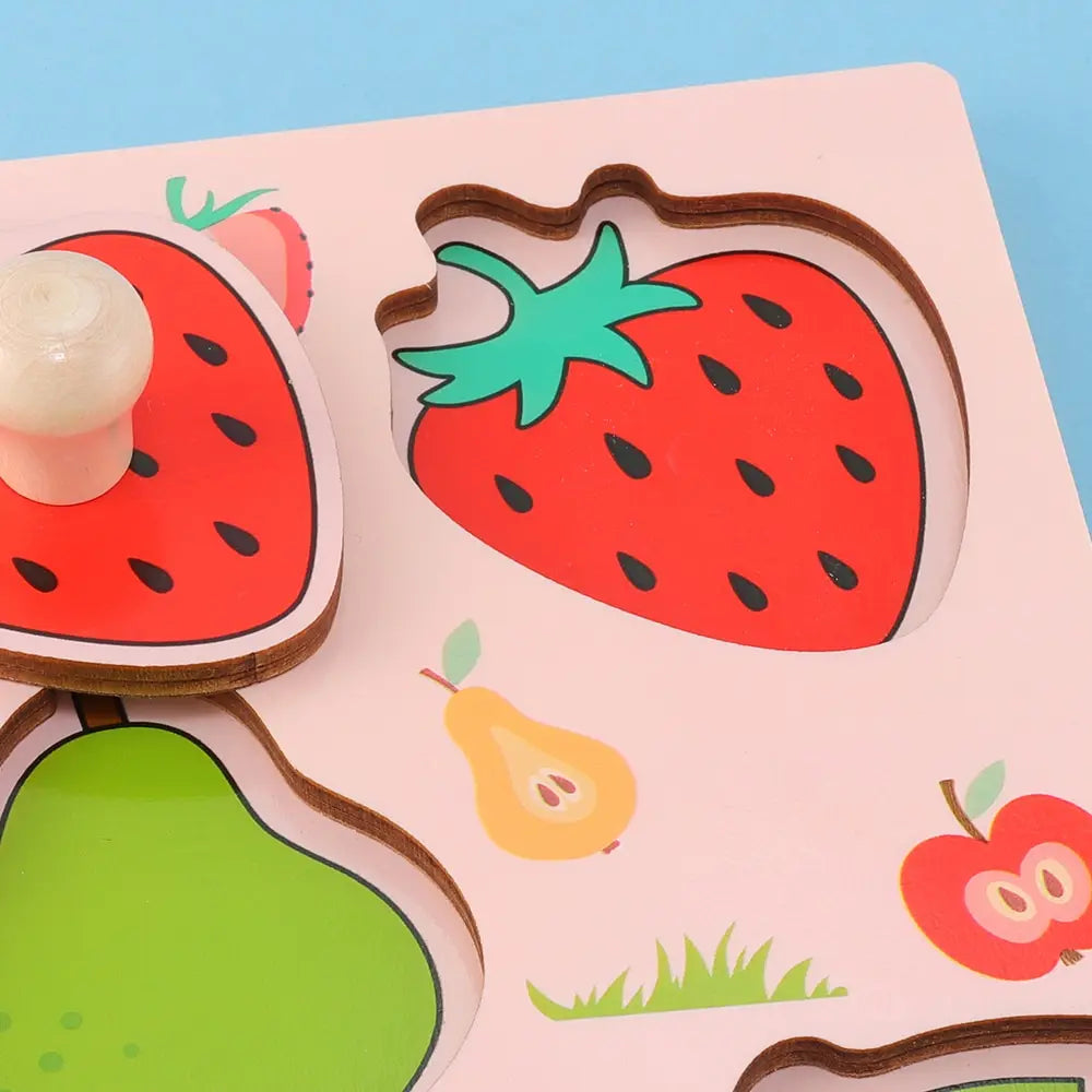 Montessori Wooden Puzzle Toy for Toddlers, Fruit Shape Peg Board Sensory Toy - Baby Early Learning Fine Motor Skill Gift