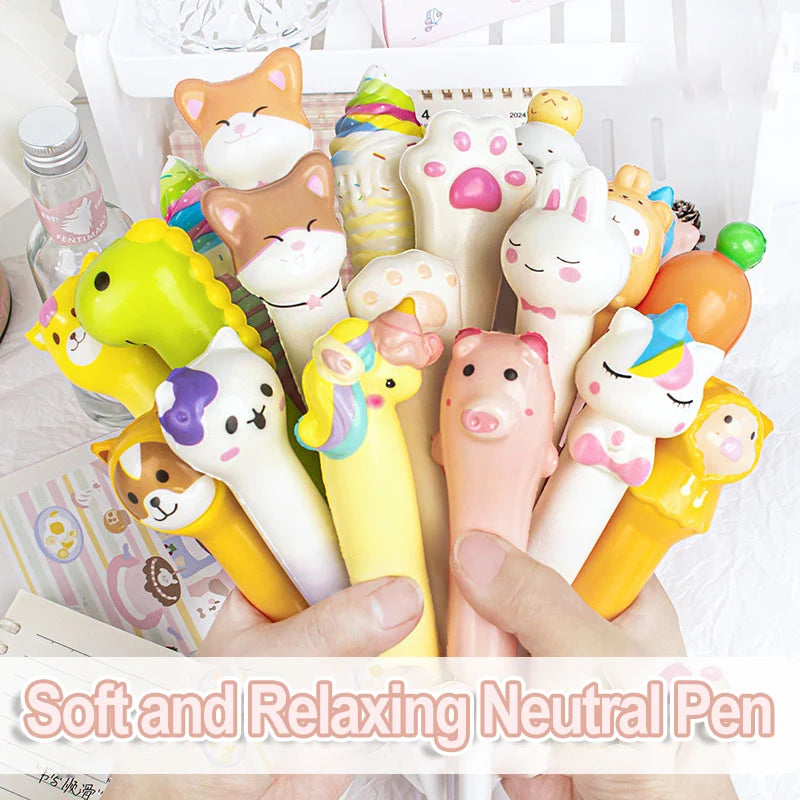 10-Pack Cartoon Squishy Stress Relief Gel Pens – Fun Student Novelty Pens
