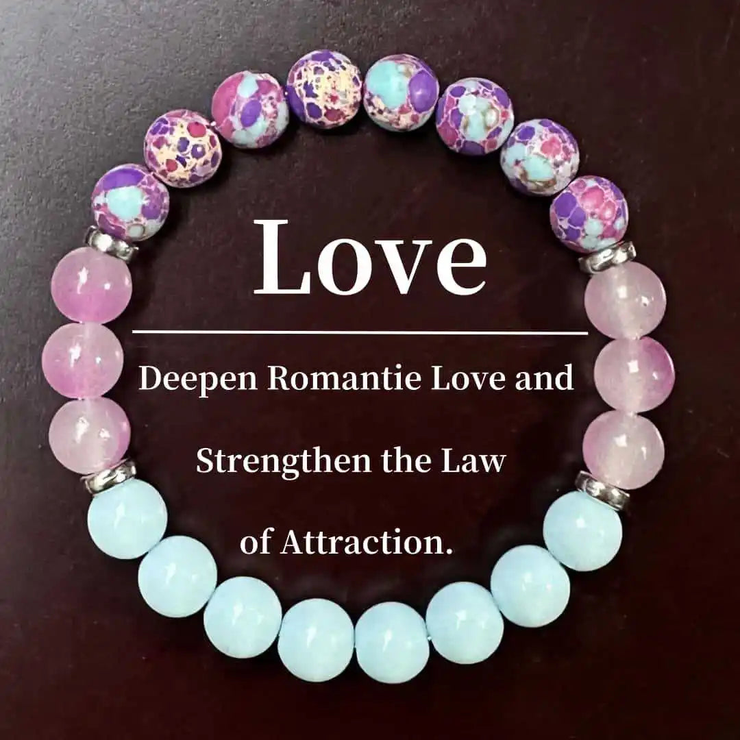 Natural Stone Beaded Bracelet – Amethyst, Crystal, Agate & Tiger Eye Reiki Healing Jewelry