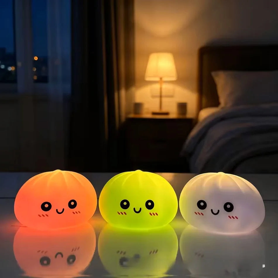 Dumplings Stress Relief Fidget Toys Bedroom Desktop Decoration Dumpling Vinyl Doll Night Light Luminous Toy Surprise Girl Gift