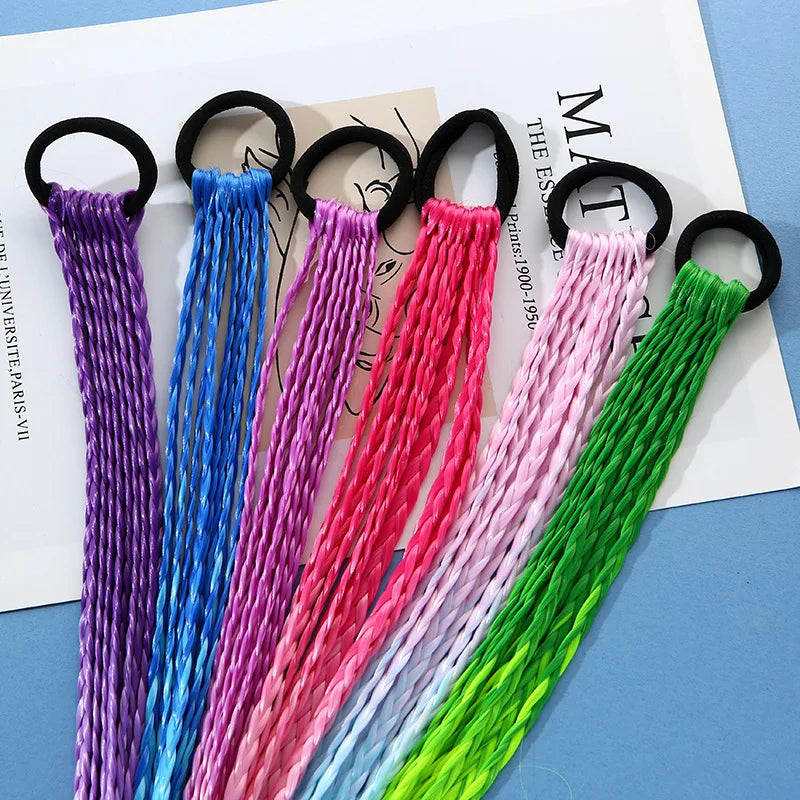 Korean Fashion Kids Wig Braids Girls Dirty Braid Hair Rope Children Gradient Barrettes Headwear Baby Kids Hair Accessories