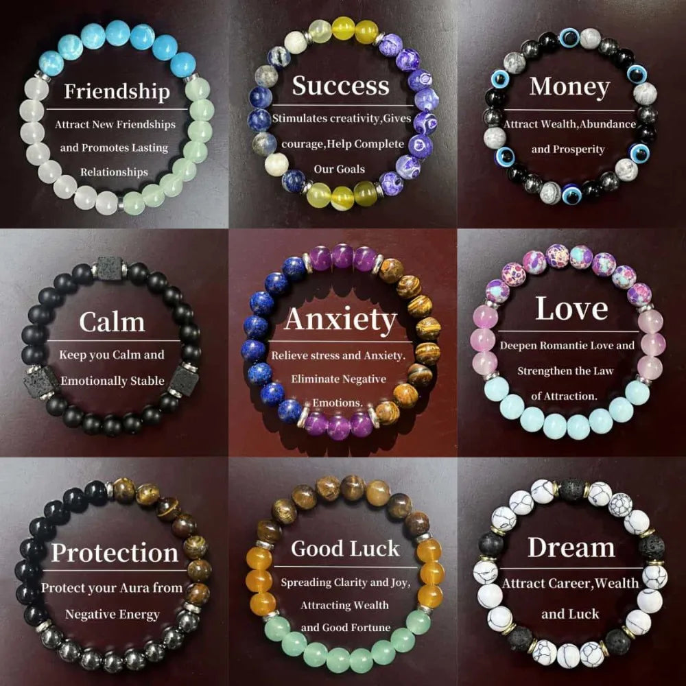 Natural Stone Beads Bracelet For Women Men Amethysts Crystal Quartzs Agate Tiger Eye Elastic Bangles Reiki Healling Jewelry Gift