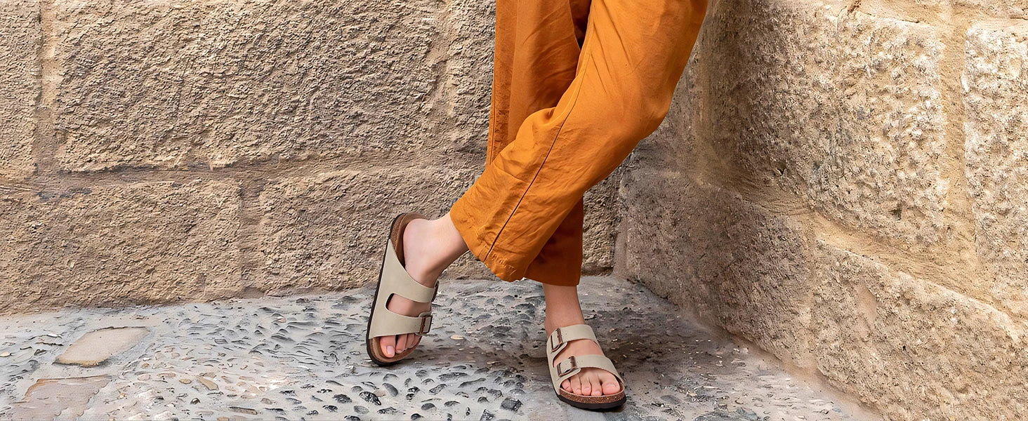 Goosecret Men Cow Suede Clogs Soft Cork Footbed Men Mules Slippers Fashion Men House Sandals With Arch Support Men Beach Sandals