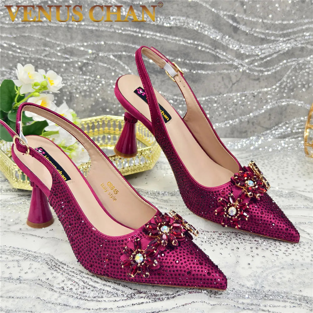Women's Crystal Rhinestone Slingback Pumps – Luxury Wedding & Party Heels