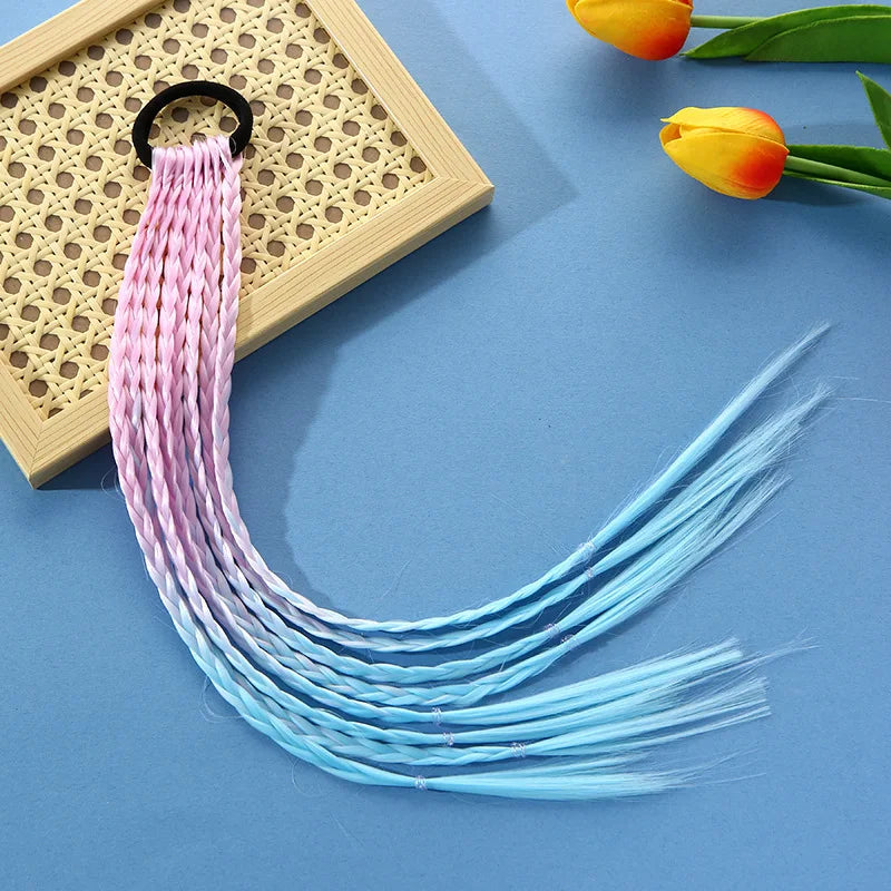 Korean Fashion Kids Wig Braids Girls Dirty Braid Hair Rope Children Gradient Barrettes Headwear Baby Kids Hair Accessories