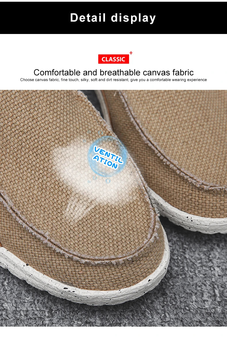 Men Canvas Shoes Slip On Loafers Summer Breathable Sneakers Men Comfty Casual Men Shoes Lightweight Flats Men Walking Zapatos