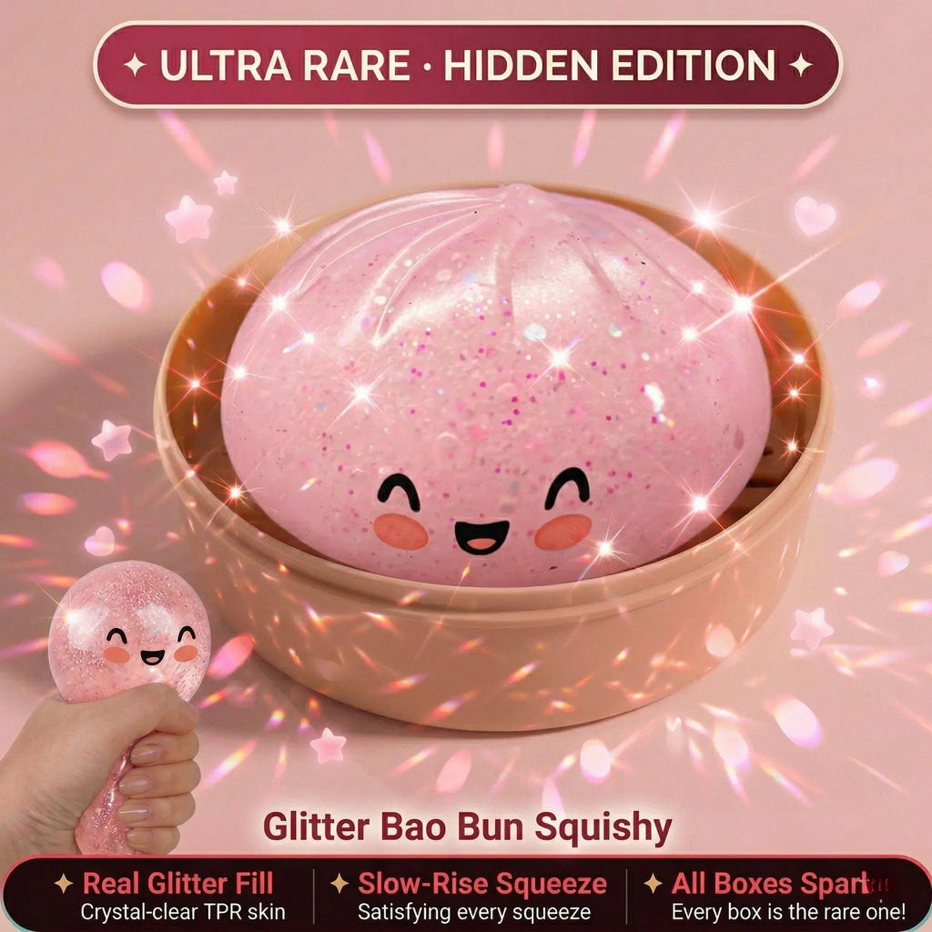 Gold Glitter Hidden Edition Dumpling Squishy | Viral Slow Rise Stress Relief Toy | Pink & Gold