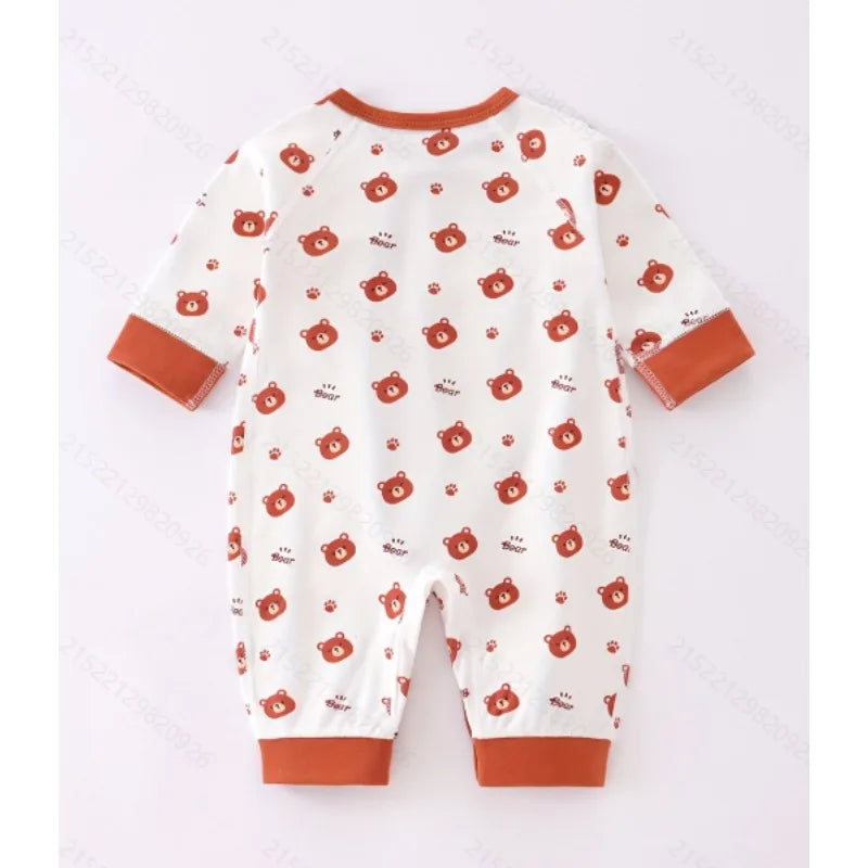 Newborn Baby Unisex Pure Cotton Cartoon Romper Onesie with Hat