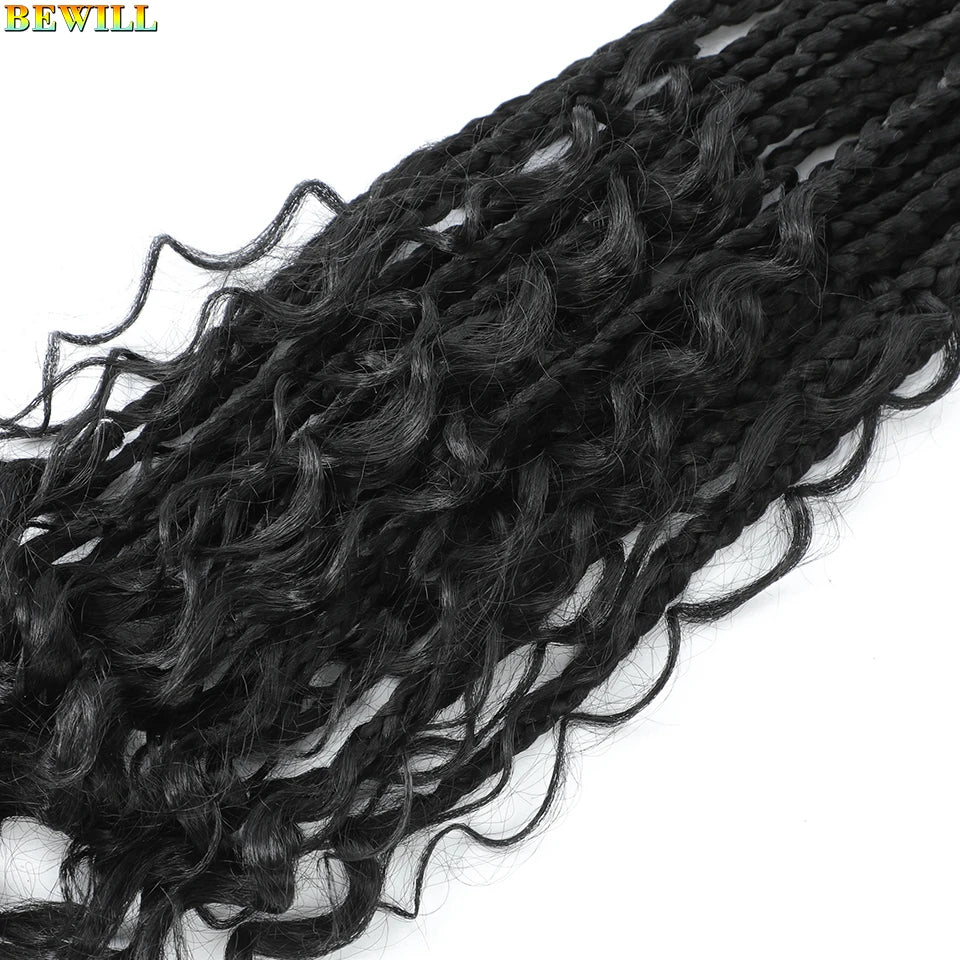 Goddess Box Braids Crochet Hair 14 18 24 Inch Bohemian Hippie Box Braids With Curly Ends Synthetic Braiding Hair for Black Women