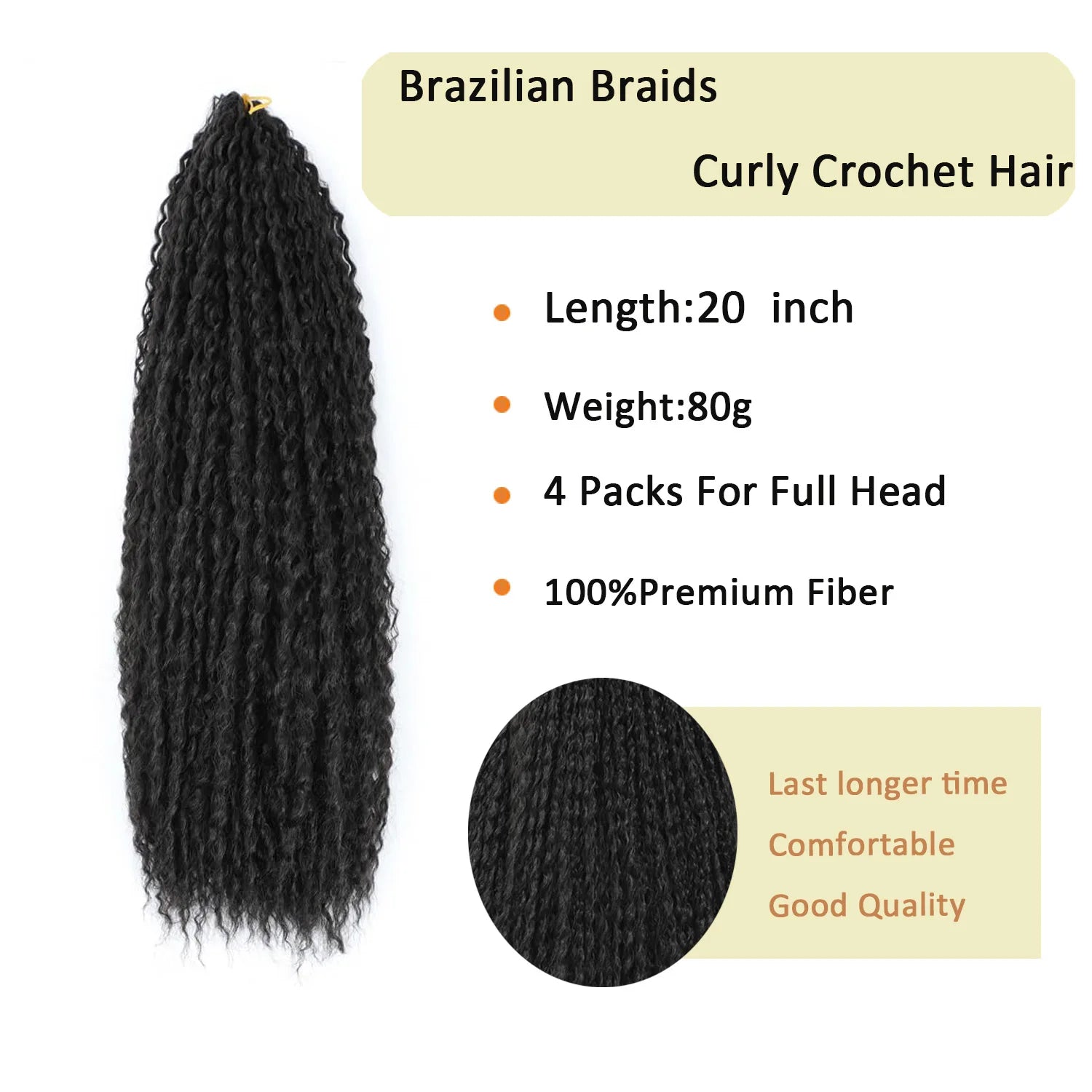 Brazilian Curly Braids Crochet Twist Hair 20inches 4Packs Afro Kinky Curly Braiding Hair Synthetic Water Wave Braid Hair