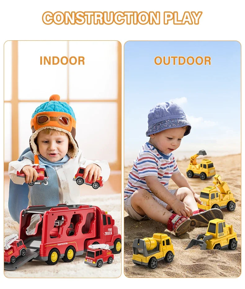 Wind-up Cars Toy engineering trucks heavy trucks police car fire trucks music light model set puzzle toys Boys Kids Gifts