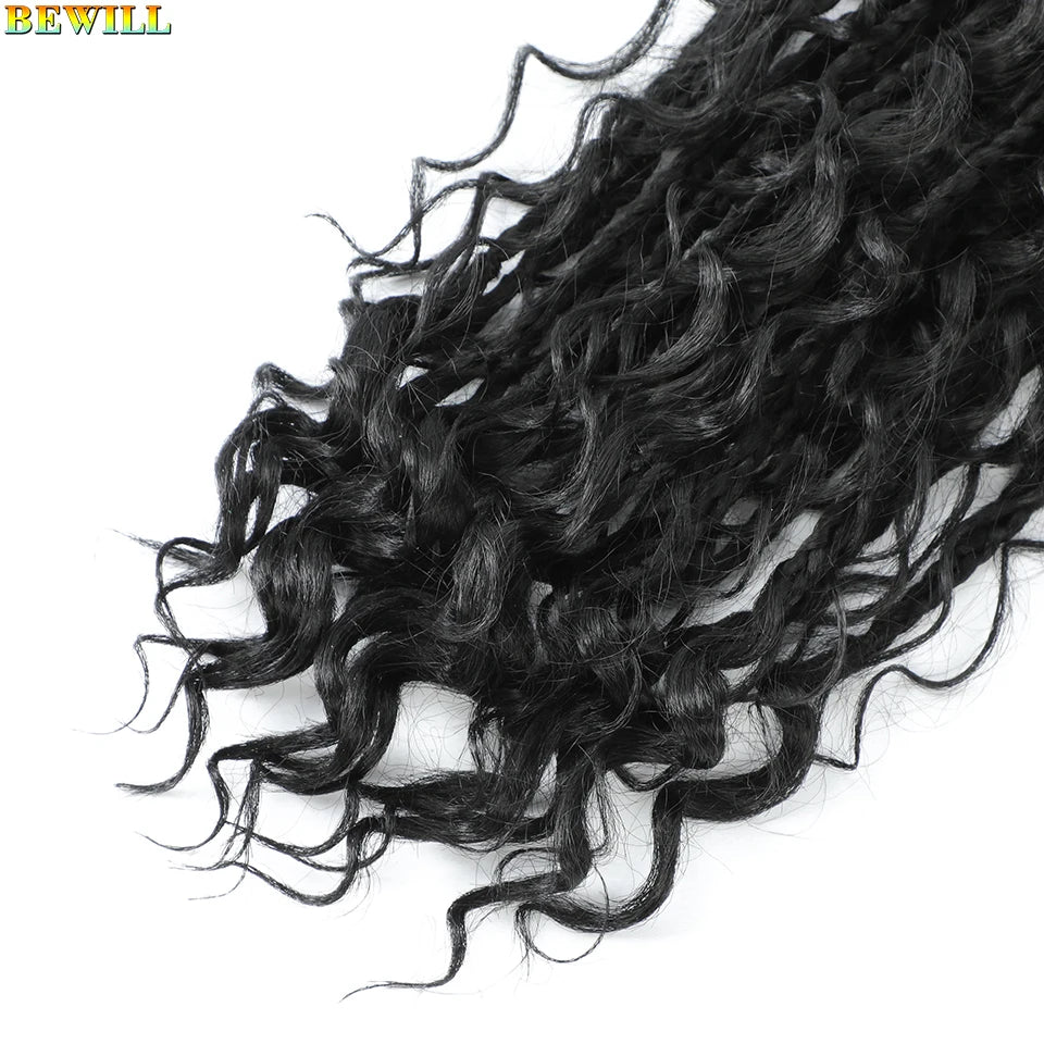 Goddess Box Braids Crochet Hair 14 18 24 Inch Bohemian Hippie Box Braids With Curly Ends Synthetic Braiding Hair for Black Women