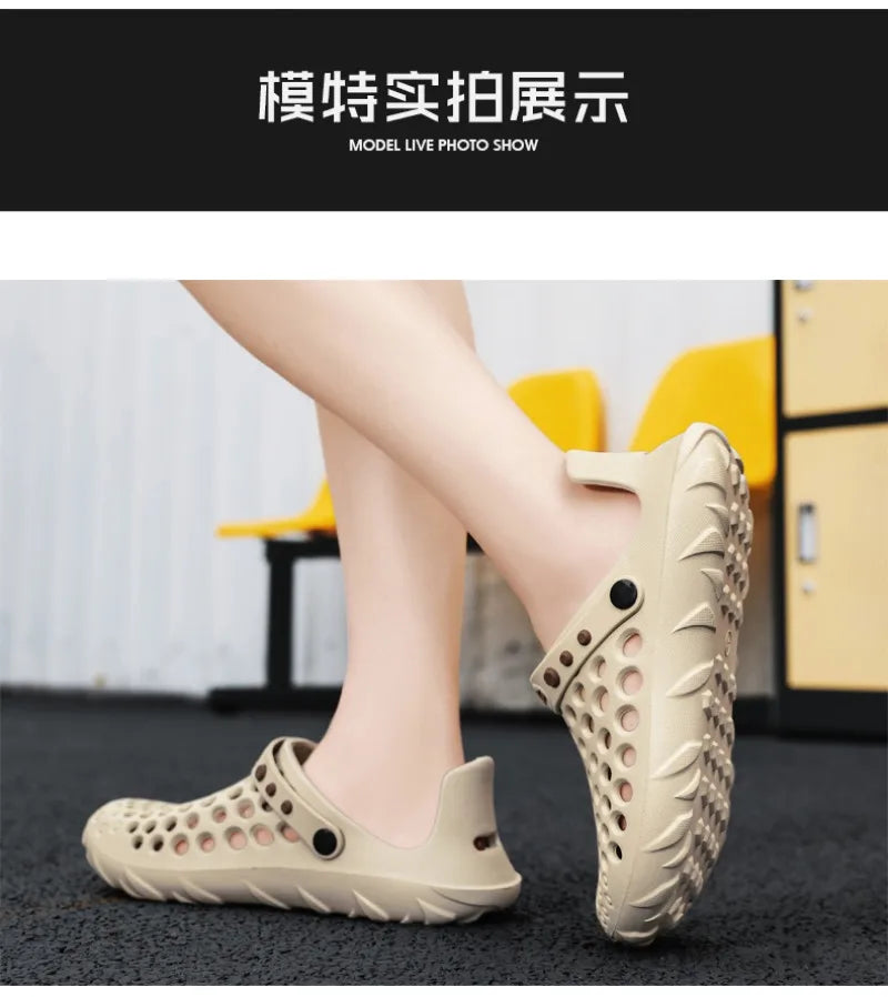 Summer Shoes Men Clogs Eva Slippers Men Flat Sandals Breathable Hole Shoes Men Beach Home Leisure Slides Men Summer Shoes