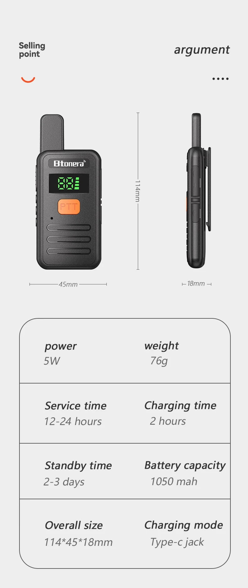 Btonera T1 Mini Walkie Talkie pmr 446 Profesional Walkie Talkies Largo Alcance mini Radio Wolkie Tokie Walkies de Largo Alcance