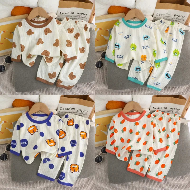 Child Boys Girls Pajamas Sets New Adorable 0-6Y Kids Clothes Loungewear Autumn Spring Baby Cotton Long Sleeve Sleepwear Outfit
