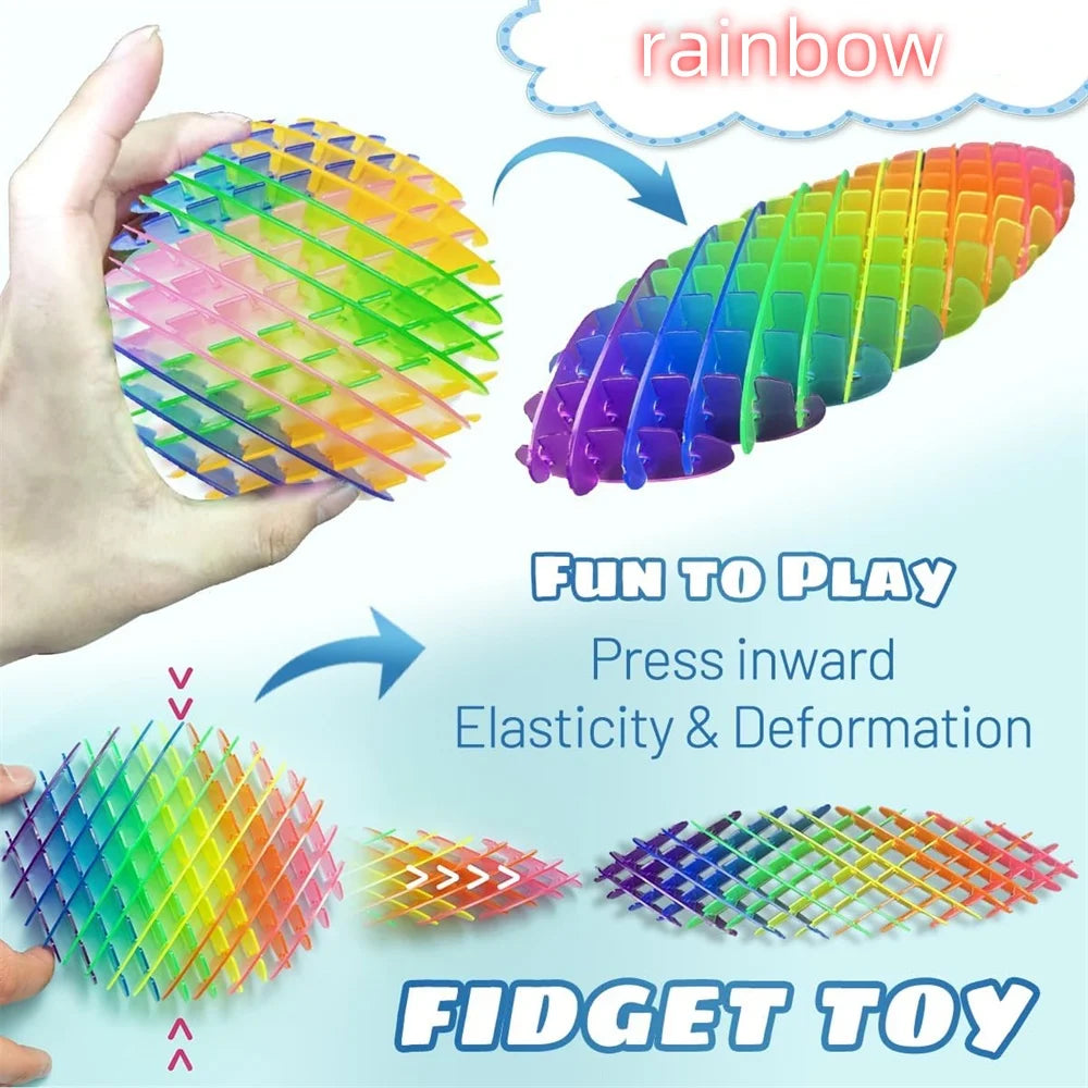 Fidget Worm Toy Elastic Slug Sensory Toy for Kids & Adults Funny Pocket Fidget Toys Stress Relief Birthday Classroom Gift