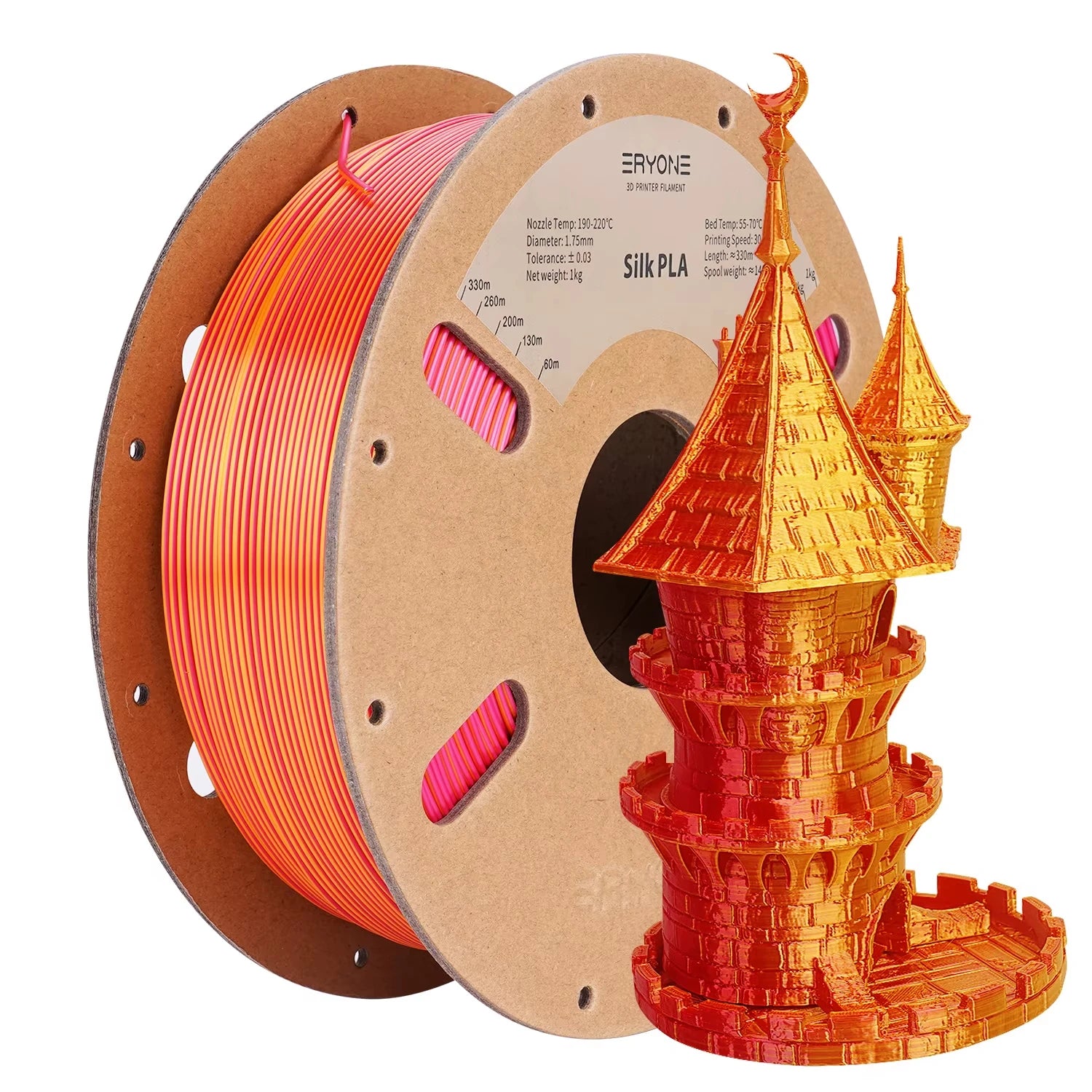 ERYONE 1KG Silk Dual Color PLA Series 3D Printer Filament 1.75mm, Dual-Color Coextrusion Silky Shiny Finish, 1kg Spool