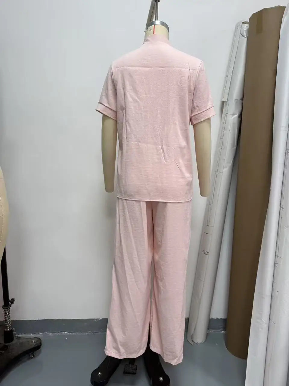 Summer Casual V-neck Short-sleeved Women Trousers 2-piece Set Fashion Casual Loose Wide-leg Trousers Female Lazy Daily Suit 2026