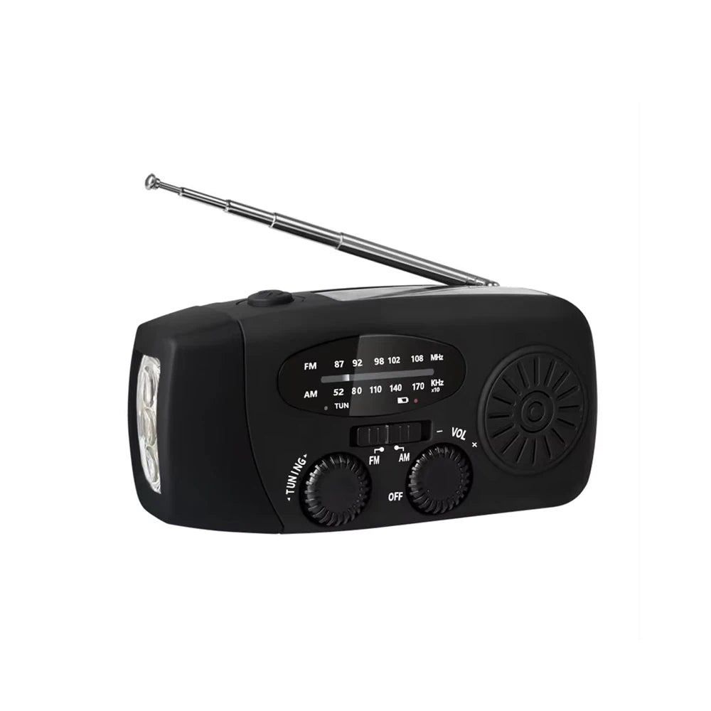 Emergency Weather 2000mAh Radio Portable Emergency Solar Radio Hand Crank Self Powered Phone Charger 3 Led Flashlight Am Fm