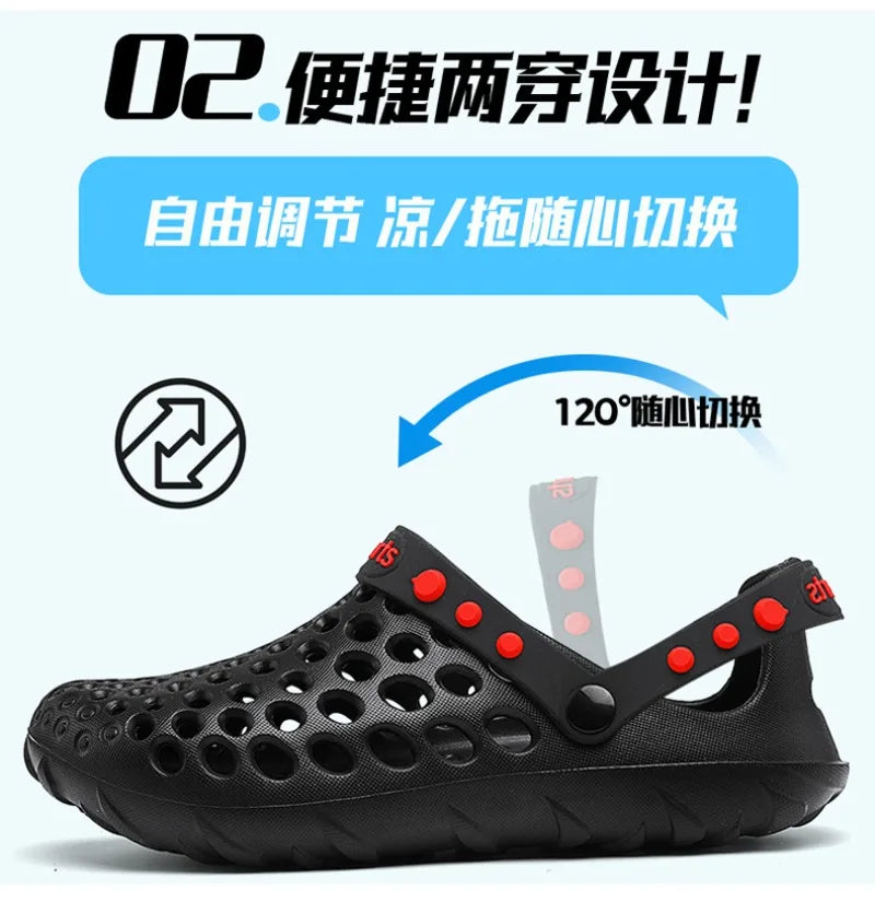 Summer Shoes Men Clogs Eva Slippers Men Flat Sandals Breathable Hole Shoes Men Beach Home Leisure Slides Men Summer Shoes
