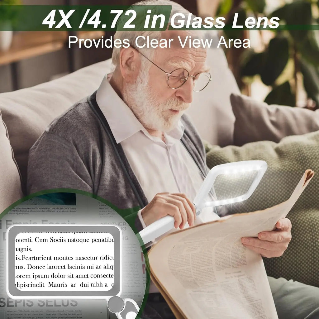 4X Large Magnifying Glass with LED Lights USB Loupe Rechargeable Magnifier Handheld Reading Magnifying Lamp With LED Lighting