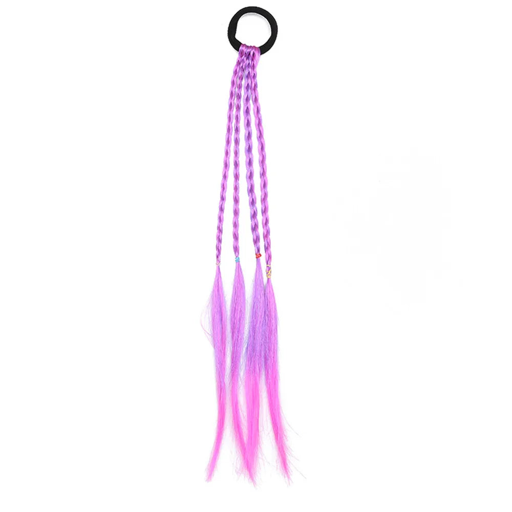 Colorful Hair Braids Tools Gradient Color Synthetic Hair Ponytail Rope Girls Princess Hair Ties Children Kids Styling Braiders