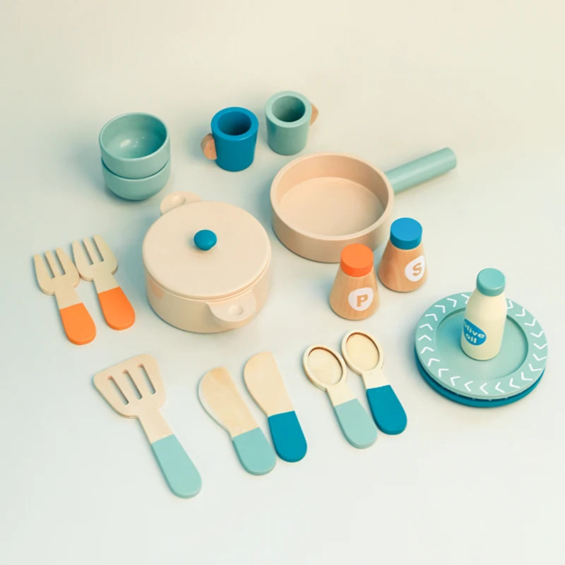 Tea Party Set Dessert Stand Playset ,Wooden Toys Pretend Play Food Kitchen Accessories for Toddler Tea Set Birthday Gift