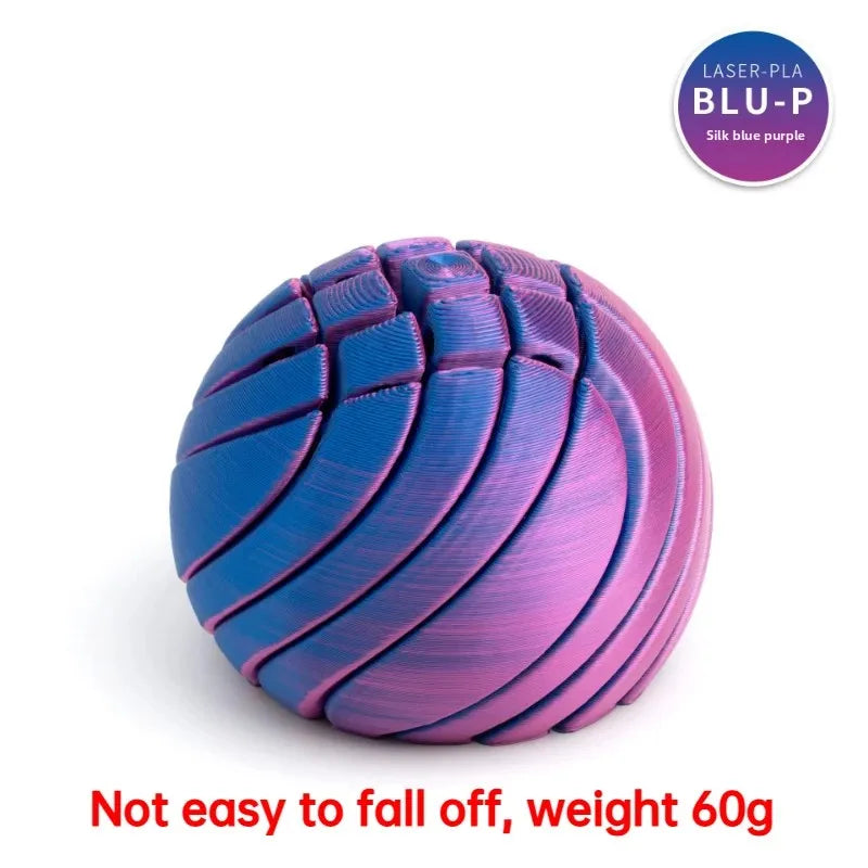 Twist Sphere 3D Printed Fidget Ball | Gear Rotating Liquid Flow Toy | Anxiety Relief | 3 Gradient Colors