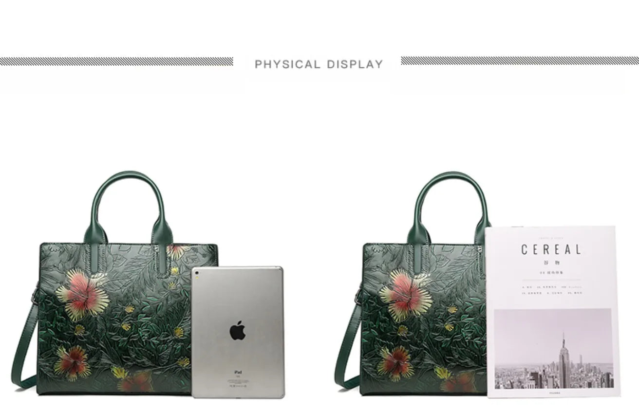 Women's Embossed Floral PU Shoulder Bag