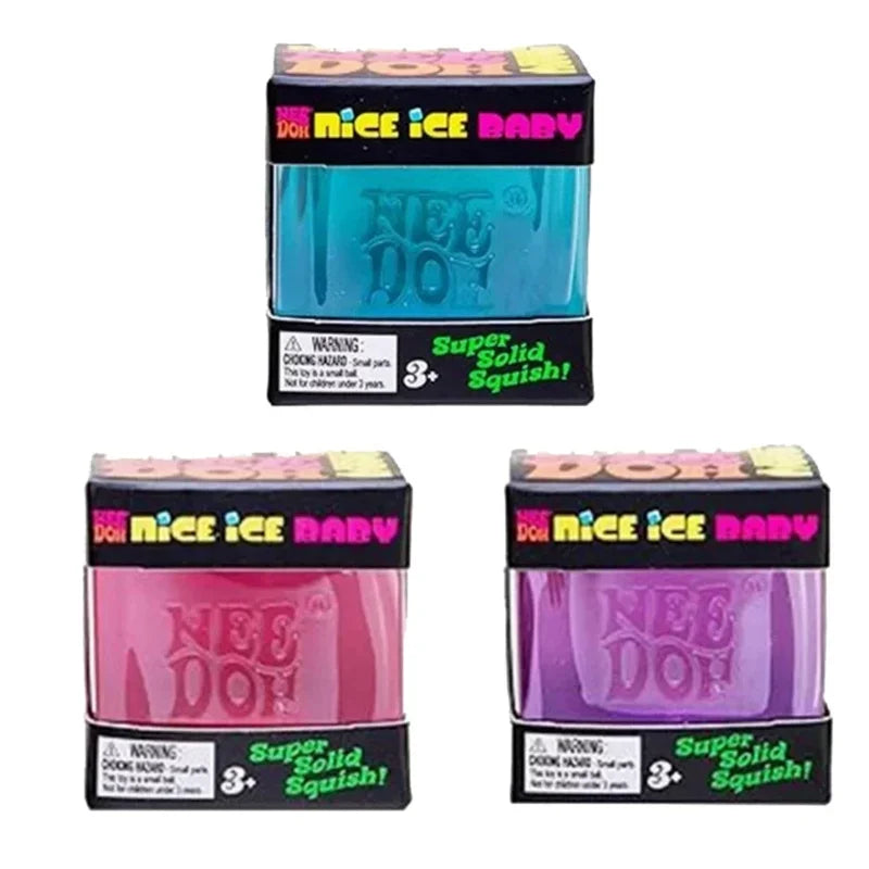 Needoh Nice Berg Giant Sensory 7.5cm Cube Mini 4 Pack Baby Teenie Cube Sensory Slow Rebound Stress Reliever Anti-Anxiety Toy