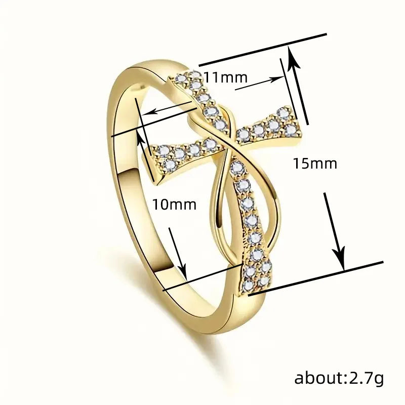 2026 Design Personalized Zircon Cross Ring, Simple and Fashionable, Female High End, Infinite Love, Classic Handicraft Wholesale