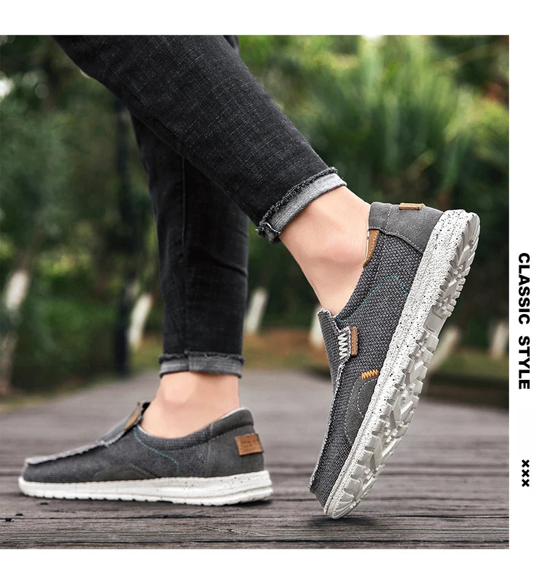 Men Canvas Shoes Slip On Loafers Summer Breathable Sneakers Men Comfty Casual Men Shoes Lightweight Flats Men Walking Zapatos