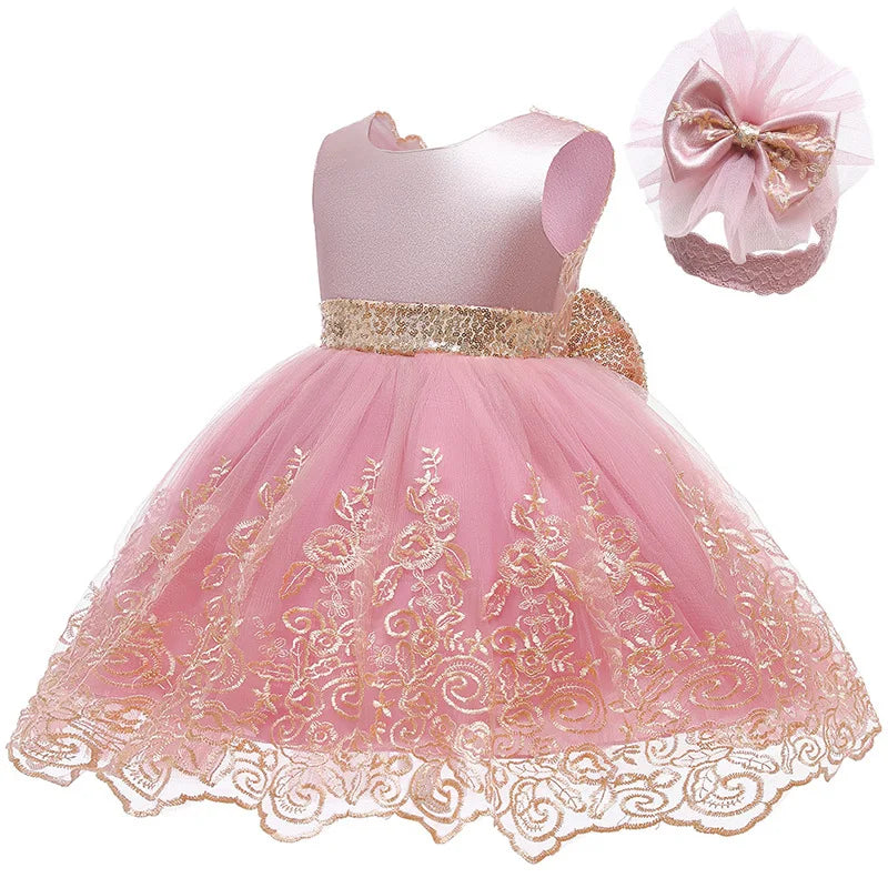 2026 Summer Lace Newborn Dress with Big Bow Fashion Little Princess Baby white Dress Birthday Gifts Children's Clothing 3 6 12M
