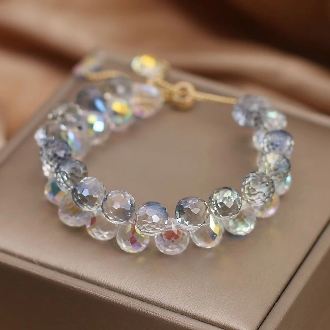 Bracelet for Women Girls Exquisite Zircon Handmade Beads Charm Bracelets Brilliant Purple Crystal Jewelry Gift