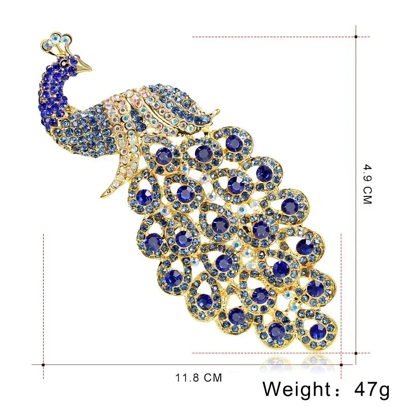 Luxury Peacock Feather Brooch – Sparkling Purple Rhinestone Lapel Pin for Women