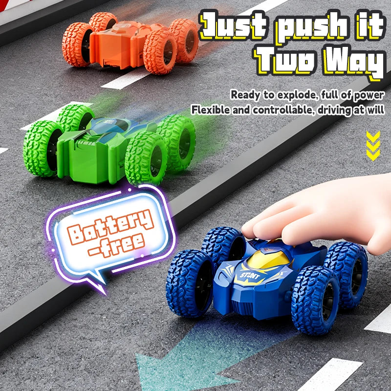 4-8 Pack 360° Rotating Stunt Car Toys - Friction Powered Toy Cars Push and Go Vehicles for Toddlers Kids Best Christmas Gift