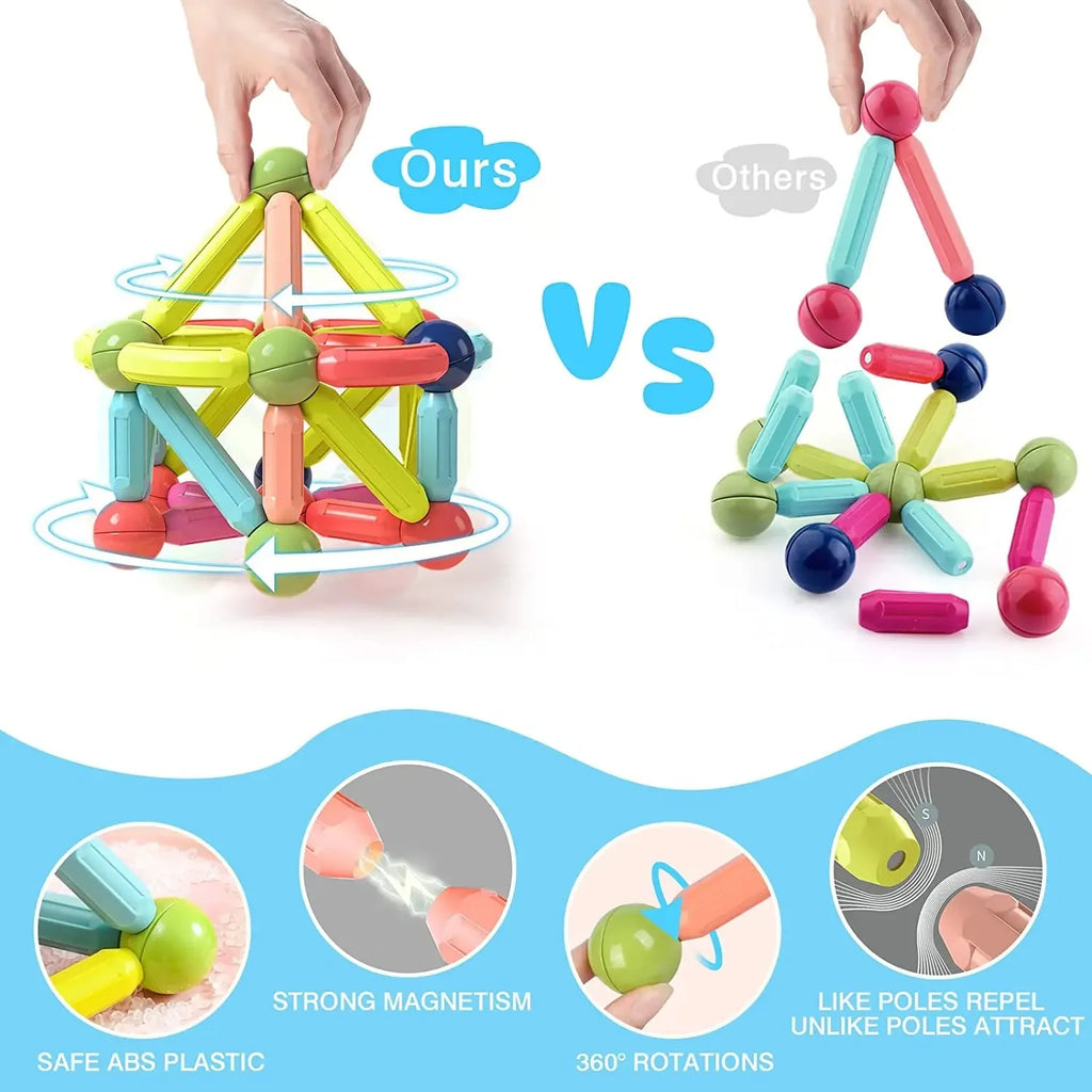 Magnetic Ball & Stick Construction Set | Montessori Educational Toy | 10–188 Pieces | Ages 3+