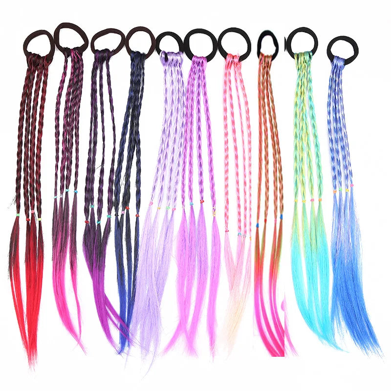 Korean Fashion Kids Wig Braids Girls Dirty Braid Hair Rope Children Gradient Barrettes Headwear Baby Kids Hair Accessories