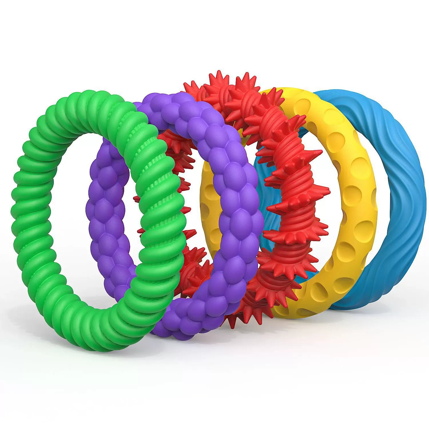 12/6/5PCS Fidegts Toys Silicone Sensory Rings Bracelet Stone Fun Fidgets for Kids Texture Stress Toys for Kids Autism Calming