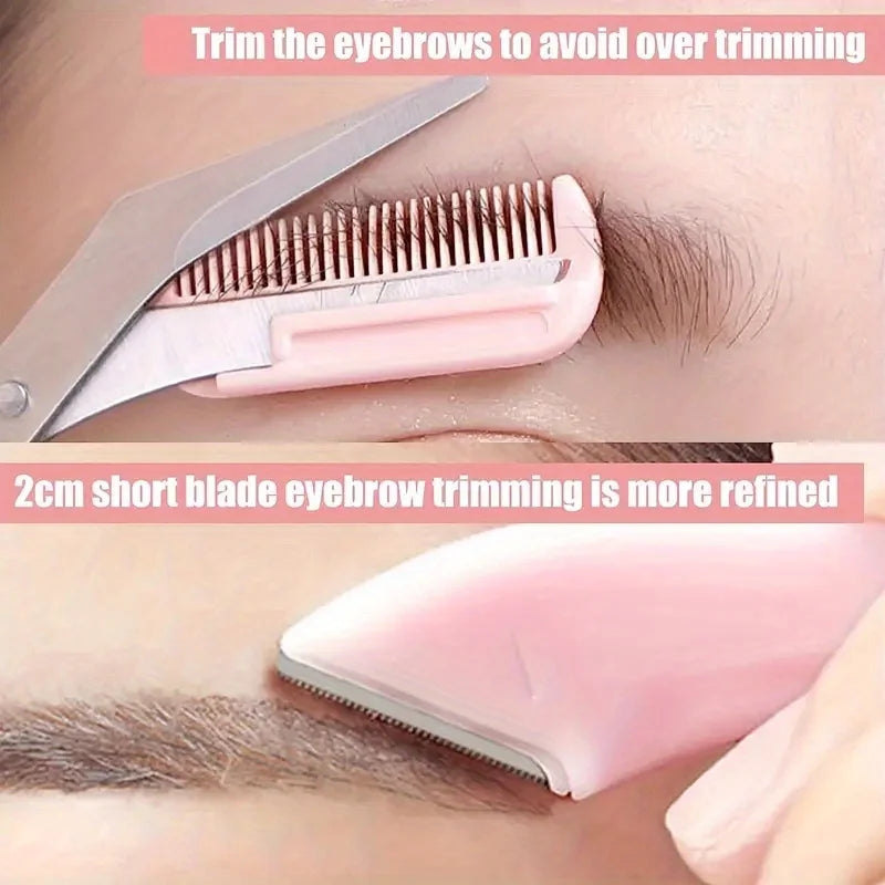 Eyebrow Trimmer Set, Precision Trimming Scissors, Curved Eyebrow Trimmer And Comb - For On-The-Go Eyebrow Grooming