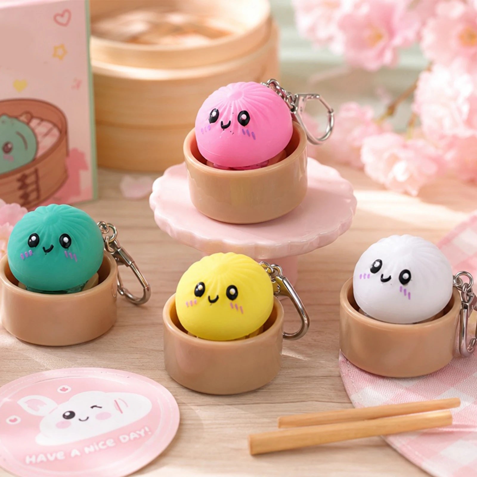 Dumpling Keyboard Clicker Fidget Keychain | Stress Relief Toy | 4, 6 or 12 Pack