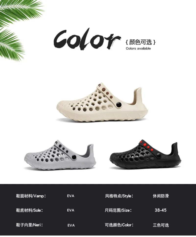 Summer Shoes Men Clogs Eva Slippers Men Flat Sandals Breathable Hole Shoes Men Beach Home Leisure Slides Men Summer Shoes