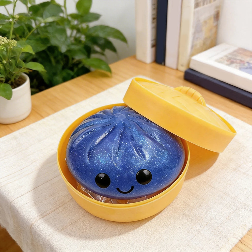 Glitter Dumpling - Glitter Dumpling Squishy, Dumplings Squeeze Sensory Stress Relief Toy with Food Steamer for Adults & Kids
